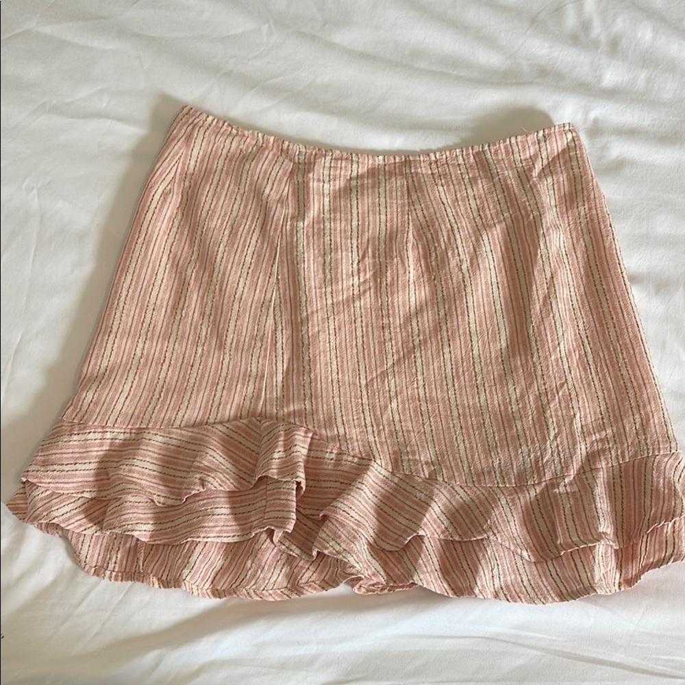 SAGE THE LABEL Striped Ruffle Hem Skirt